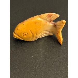 Carved Stone Fish Pendant Brown Tan Figurine Charm 11g